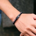 thumbnail image 3 of Pulsera de moda para hombre, brazalete negro de acero inoxidable con hebilla magnética desmontable, brazalete de cuerda bicolor bohemio, pulsera náutica 2024, 3 of 4