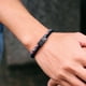 thumbnail image 4 of Pulsera de moda para hombre, brazalete negro de acero inoxidable con hebilla magnética desmontable, brazalete de cuerda bicolor bohemio, pulsera náutica 2024, 4 of 5
