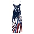 thumbnail image 4 of IUYRTFE Women's Sleeveless Crew Neck Patriotic Print Maxi Dress American Flag Striped Star Long Summer Gown, 4 of 7