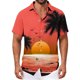 thumbnail image 3 of Ceisia Men's Crimson Flame Surfing Coconut Shadow Print Short Sleeve Button Down Hawaiian Shirt With Chest Pocket Multicolor XL Gifts, 3 of 6