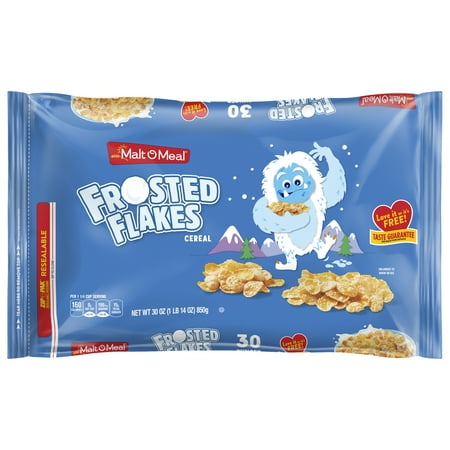 Malt-O-Meal, Crispy Frosted Flakes Bagged Cereal, Family Size 30 oz Plastic Bag