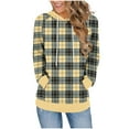 thumbnail image 2 of Ounisa Women's 2025 Fall Long Sleeve Hoodie Plaid Pullover Sweatshirt Lightweight Casual Tops Blouse, 2 of 6