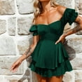 thumbnail image 4 of GDREDA Plus Size Jumpsuit for Women Solid Color Ruffle One Shoulder Neck Short Sleeve Strap Jumpsuit Shorts I,M, 4 of 4