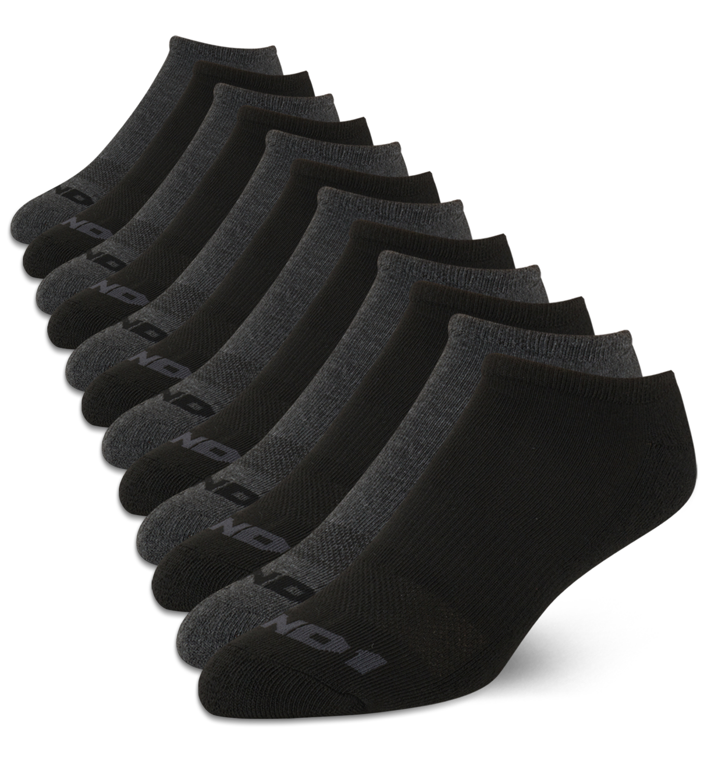 AND1 Men's Cushion No-Show Socks, 12-Pack, Gray