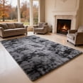thumbnail image 5 of Area Rugs for Living Room Bedroom, 5'x8' Soft Fluffy Shag Indoor Floor Carpet for Living Room Bedroom Dining Room Office Home Decor, Tie-dye Dark Gray, 5 of 7