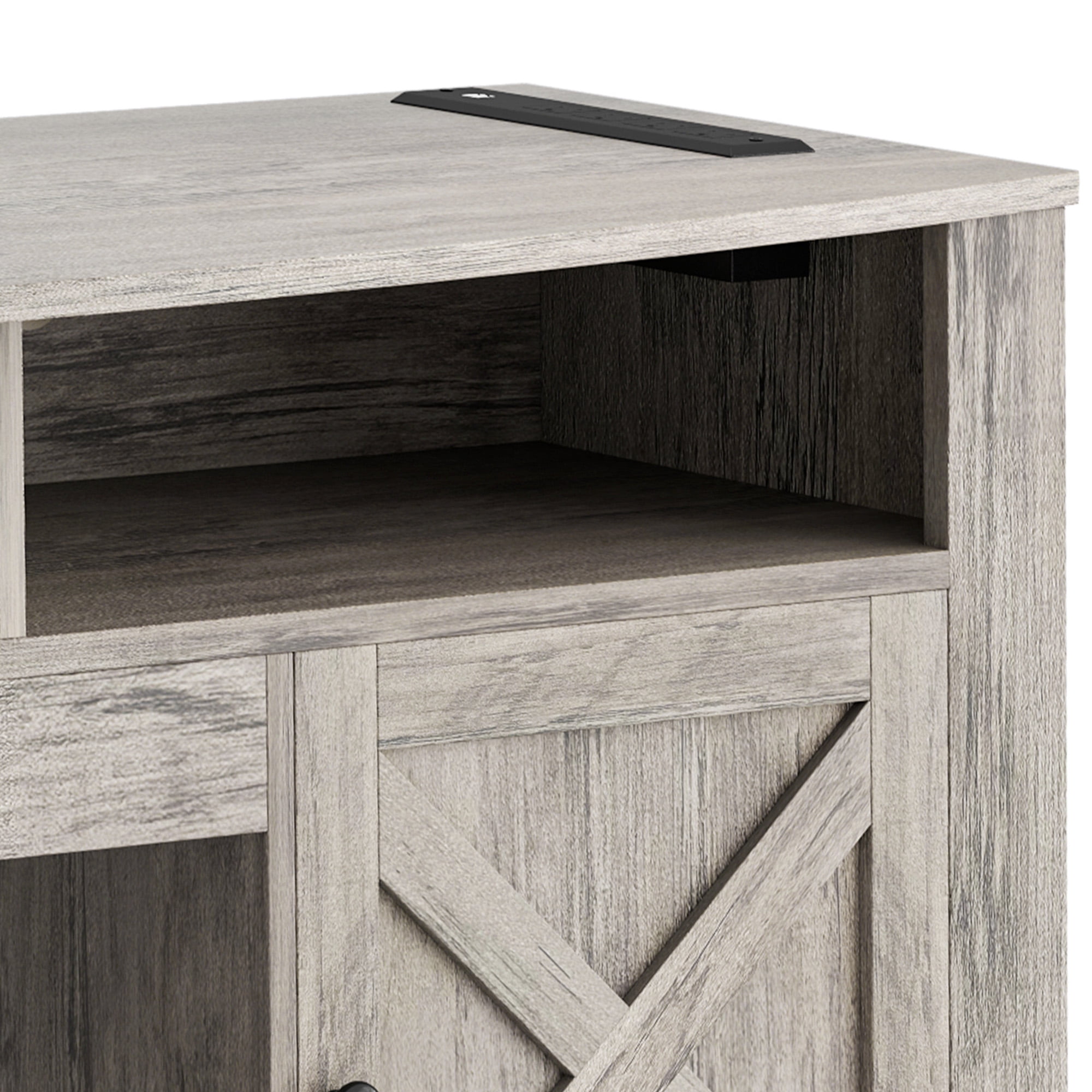 Uforic 70 Inch White Farmhouse TV Stand Suitable for TVs up to 80 Inches for Living Room, Brown