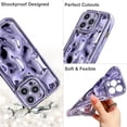 thumbnail image 3 of case for iPhone 14 Pro Max Holographic Case, Luxurly Plating Glitter Case, Bling 3D Water Ripple Wave Pattern,Soft Silicone Shockproof Camera Protective Phone case for Women Girls, Purple, 3 of 13