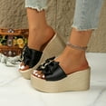 thumbnail image 7 of Bkhluea Bow Wedge Sandals for Women Platform Sandals Slides Open Toe Slip On Casual Summer Mules High Heels, 7 of 7