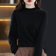 thumbnail image 1 of Suéter de cachemira de otoño e invierno para mujer, suéter corto de cuello alto con base gruesa, suéter suelto de lana, 1 of 6