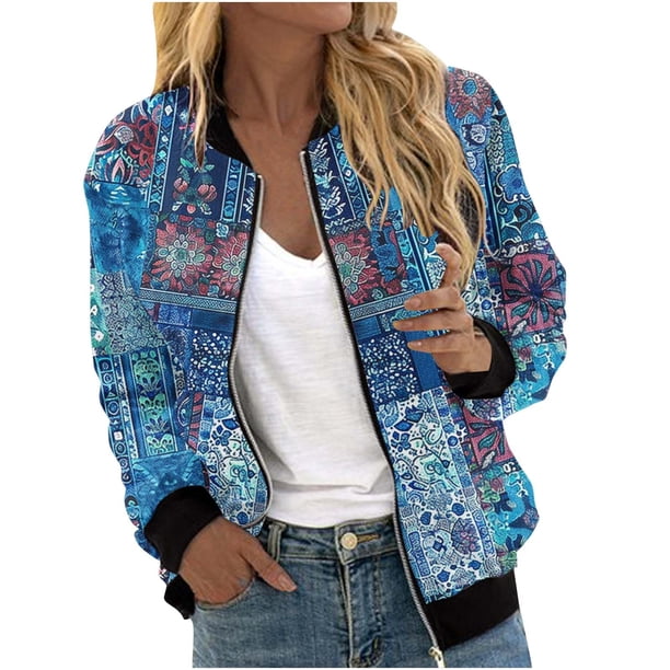 Chaquetas y abrigos casuales sin capucha de manga larga para mujer Sudadera holgada de manga larga con cremallera Chaqueta informal de béisbol de punto grueso Chaqueta de poliéster para mujer