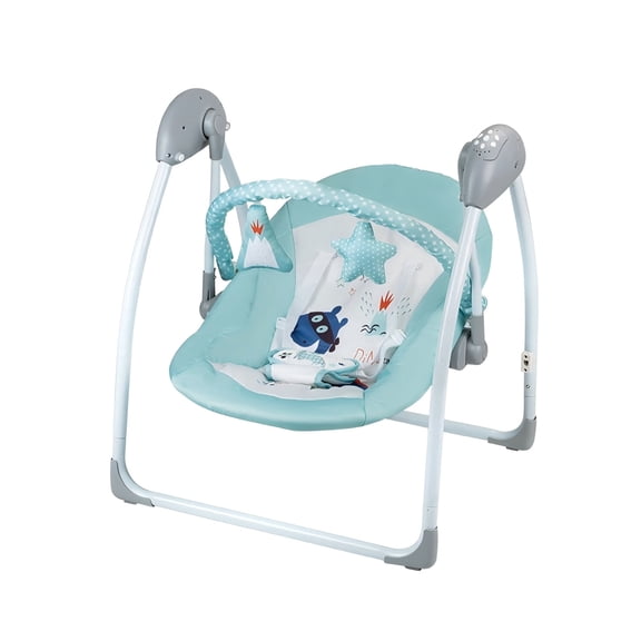 Hlieoar Electric Portable Compact Baby Swing, 5 Speed Rocker with Hanging Toys for Infants 0-9 Months 6-25 lbs, Green