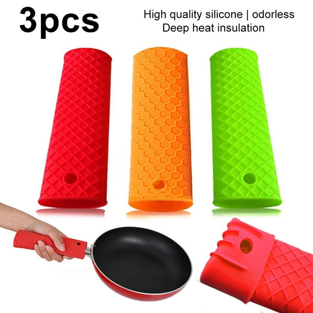 SANWOOD Pot Handle Holder 3Pcs Silicone Nonslip Antiscald Insulated