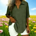 thumbnail image 6 of Ruimatai Women's Casual Linen Blend Short Sleeve Shirt with Collar Top for Summer Spring Fall Comfortable Soft Wrinkle Resistant Daily Wear, 6 of 7