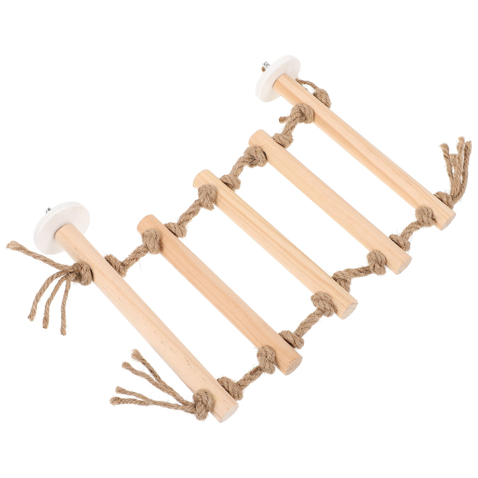 HONMEET Beige Wooden Bird Training Ladder for Parakeet Climbing with Anti Slip Safety Features