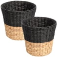 thumbnail image 3 of happimess Toby Contemporary Bohemian Two-Tone Handwoven Water Hyacinth 3.1-Gallon Tapered Round Wicker Waste Basket, Black/Natural (Set of 2), 3 of 6