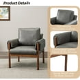 thumbnail image 6 of Faux Leather Accent Chair Removable Backrest Upholstered Armchair PU Solid Wood Legs Adult Bedroom Living Room Grey, 6 of 7