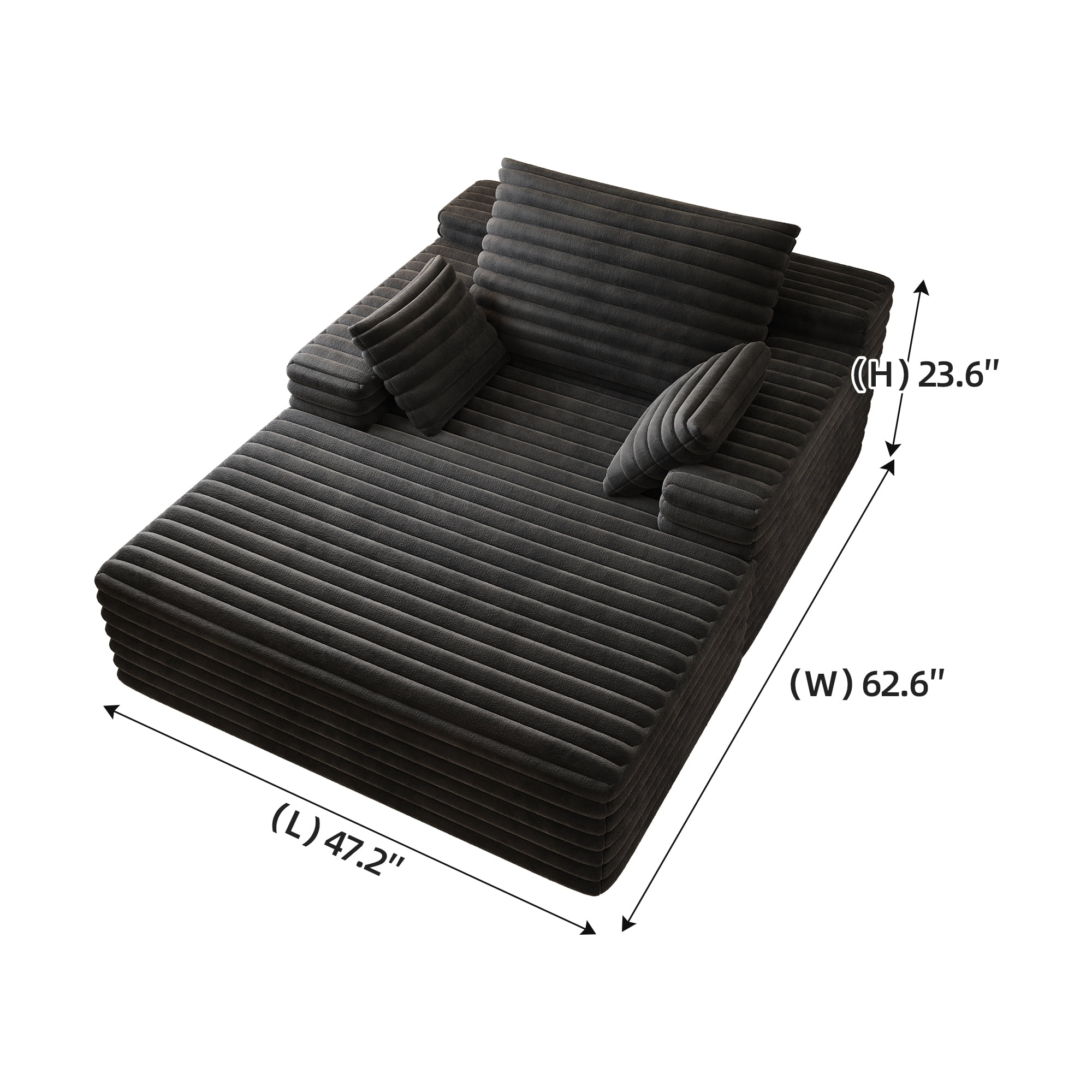 MOONMISS Chaise Lounge Chair Indoor,Oversized Upholstered Fluffy Plush Faux Fur Cloud Sofas Couches for Living Room,Black