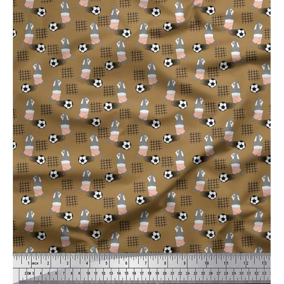 Soimoi Cotton Cambric Fabric Football & Panda Kids Printed Craft Fabric by The Yard 42 Inch Wide