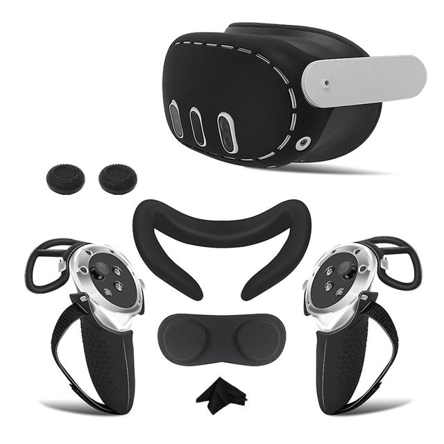 Para 3 Estuche protector Estuche para manija Cubierta facial Almohadilla nasal opaca Tapa de botón Para 3 accesorios de realidad virtual A