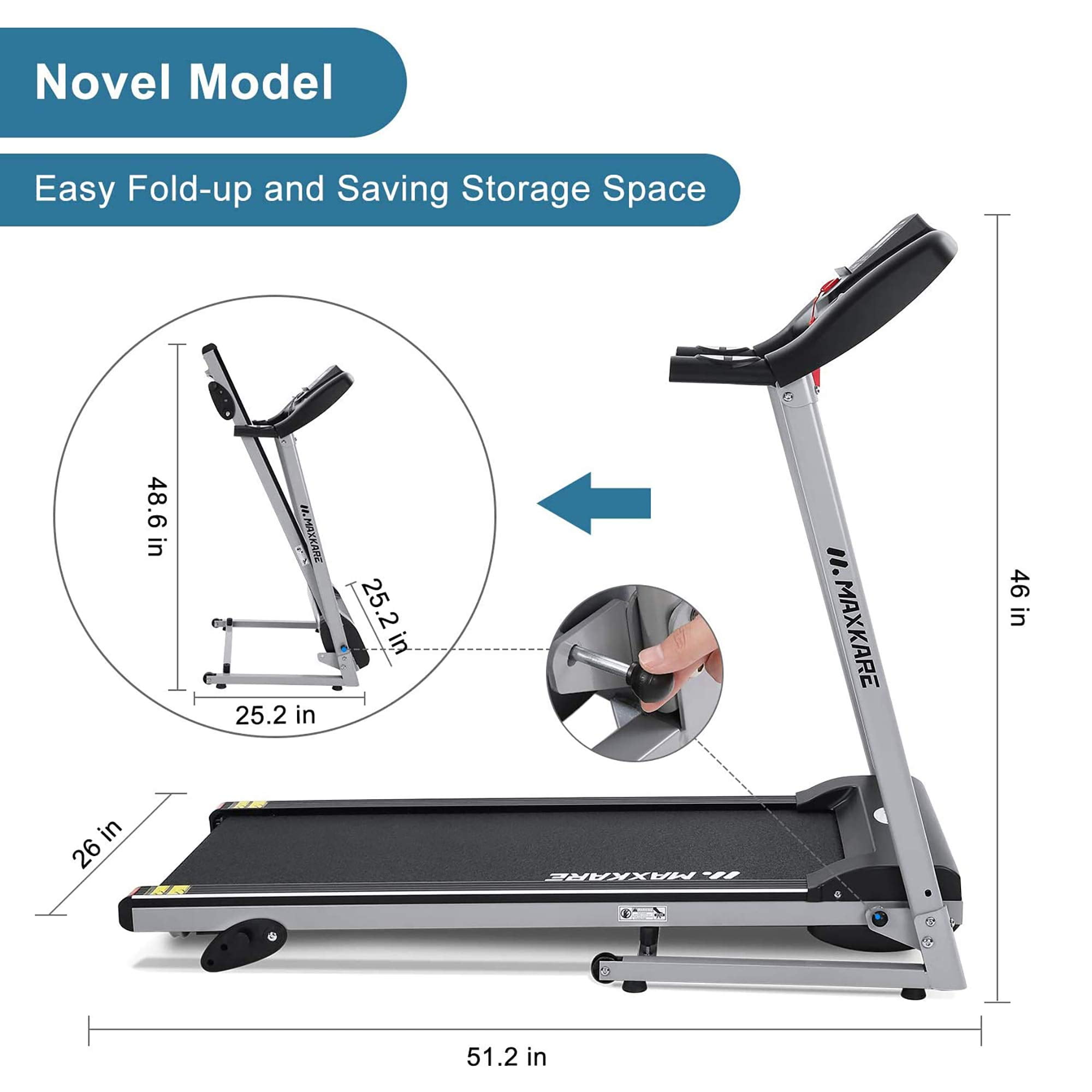 Details about   MAX 3.25HP Heavy Duty Treadmill Electric Folding Incline Running Machine w/ APP 