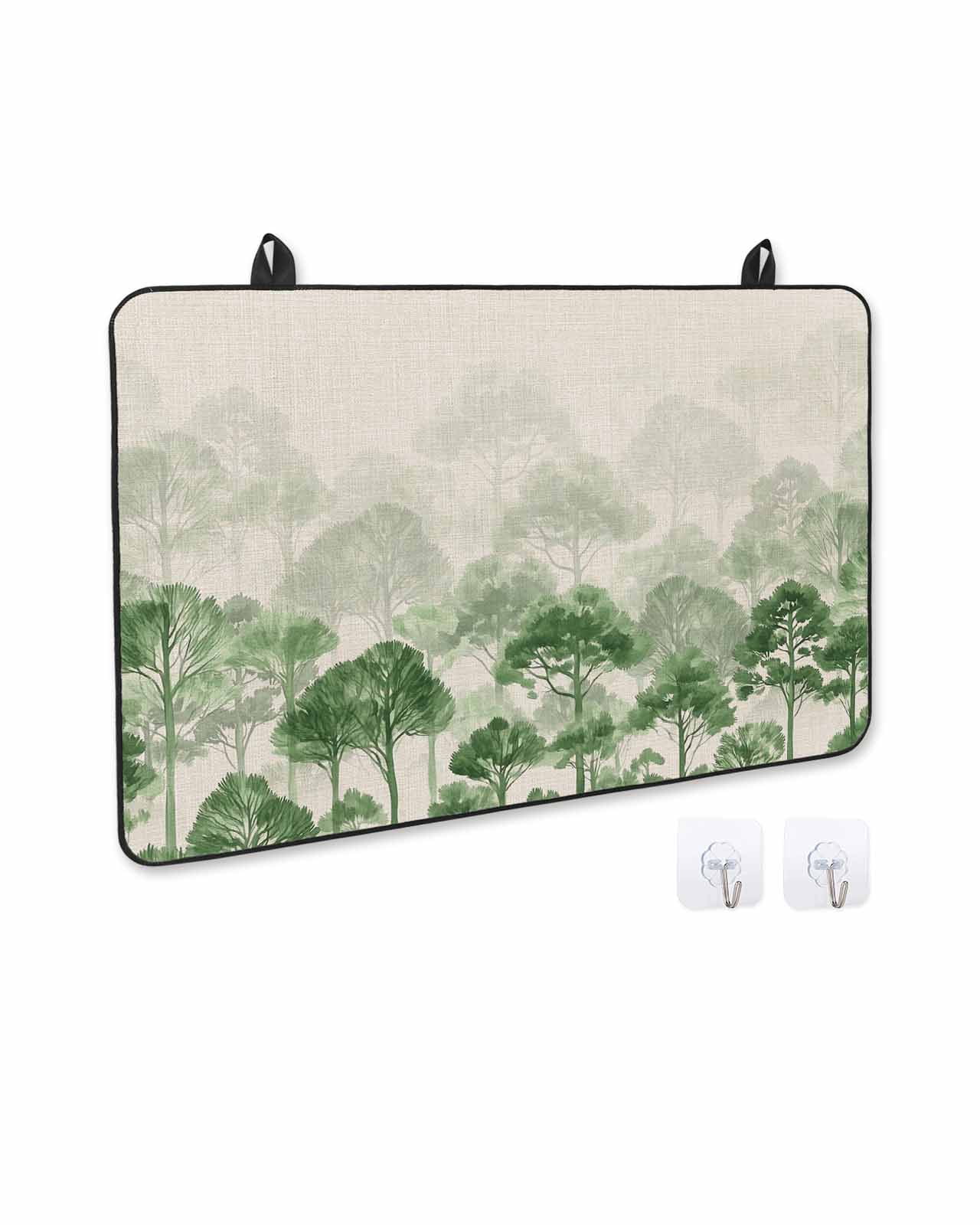 nqOlkjepod Large Induction Cooktop Protector Mat 24"x21", Green Forest Stove Top Covers for Electric Stove, Farmhouse Botanical Tree Scenery Beige Stove Burner Cover Mats, Glass Top Stove Cover
