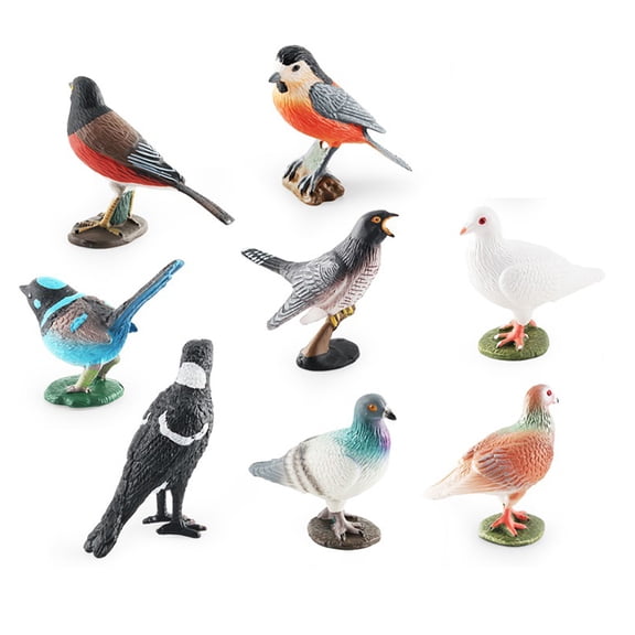 8-Piece Realistic Bird Model Set, Handmade PVC Simulation Birds for Home Decor, Collectibles, Birthday Gifts