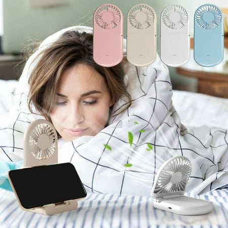 

RWVBM Desktop Fan USB-Powered Desktop Fan 90 Degrees Foldable Super Quiet 3-Speed Portable Fan Charging Bank Mobile Phone Stand 3-in-1 for Desk and Travel Home Appliances (Beige)