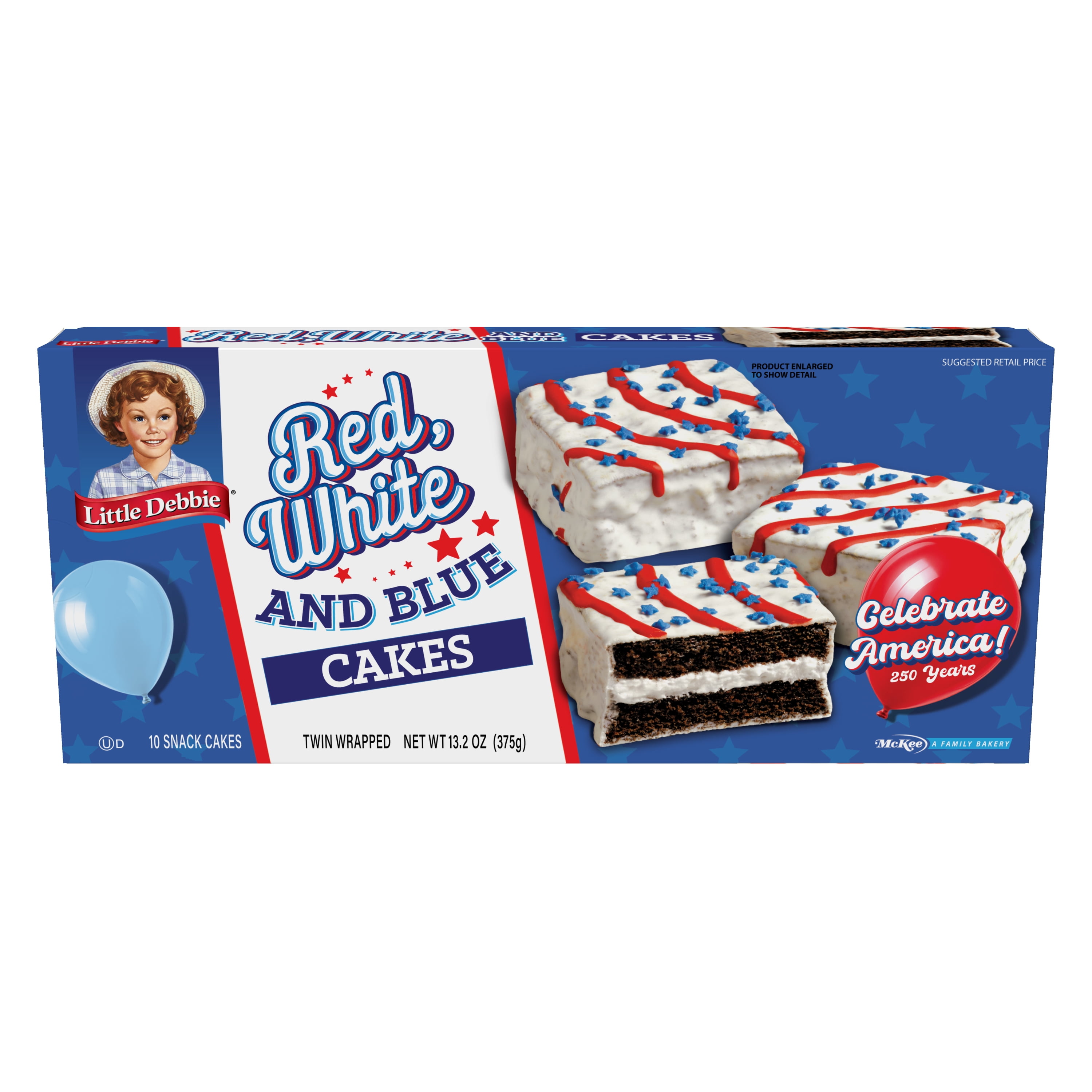 Little Debbie Red, White, & Blue Chocolate Cakes, 13.2 oz (10 count)