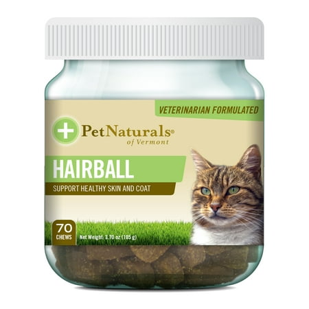 Pet Naturals of Vermont Hairball, Daily Digestive, Skin and Coat Support for Cats, 70 Bite-Sized (Best Home Remedy For Cat Hairballs)