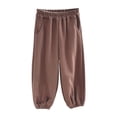 thumbnail image 2 of CPNG Kids Boys Girls Elastic Waist Joggers Cotton Wide Leg Lounge Pants Long Trousers with Pocket Solid Color Harem Pants Baggy Sweatpants Fall Winter Clothes, 2 of 5