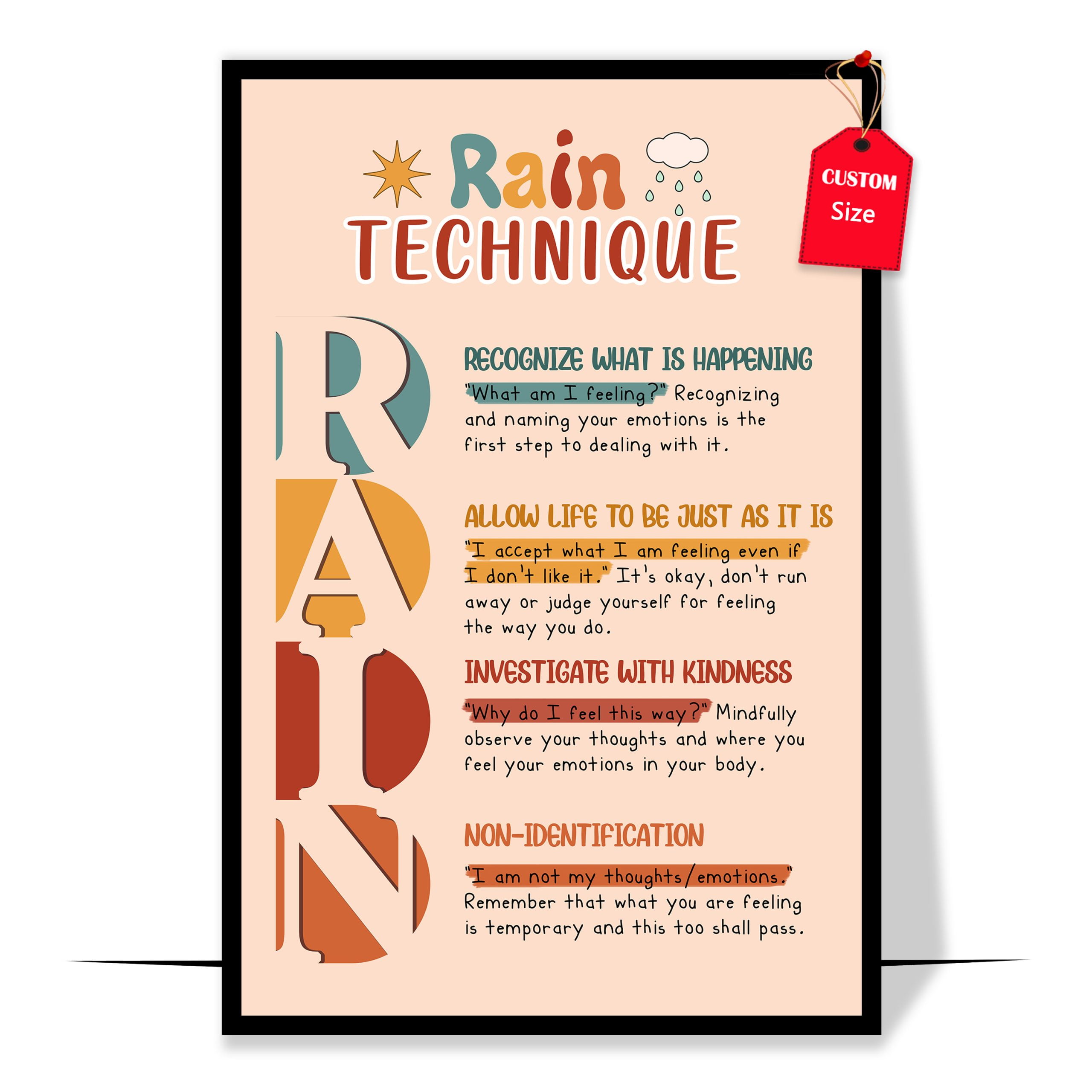 LOLUIS Rain Technique Poster, Mental Health Poster for Classroom