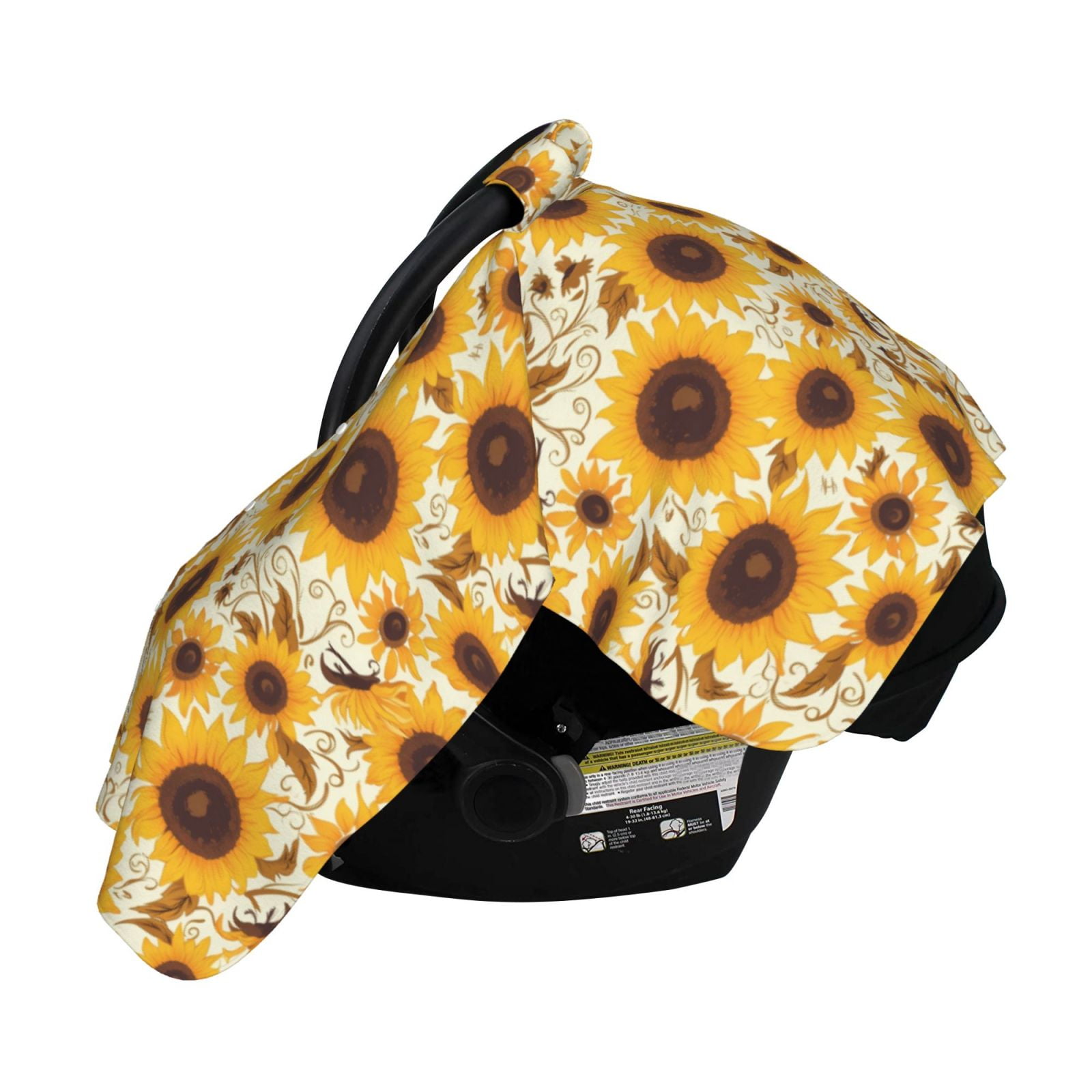 Naloa Brown Leaf Pattern Sunflower Baby Car Seat Cover, Breathable Baby Carrier Cover, Multiuse Baby Carrier Cover & Nursing Breastfeeding Cover
