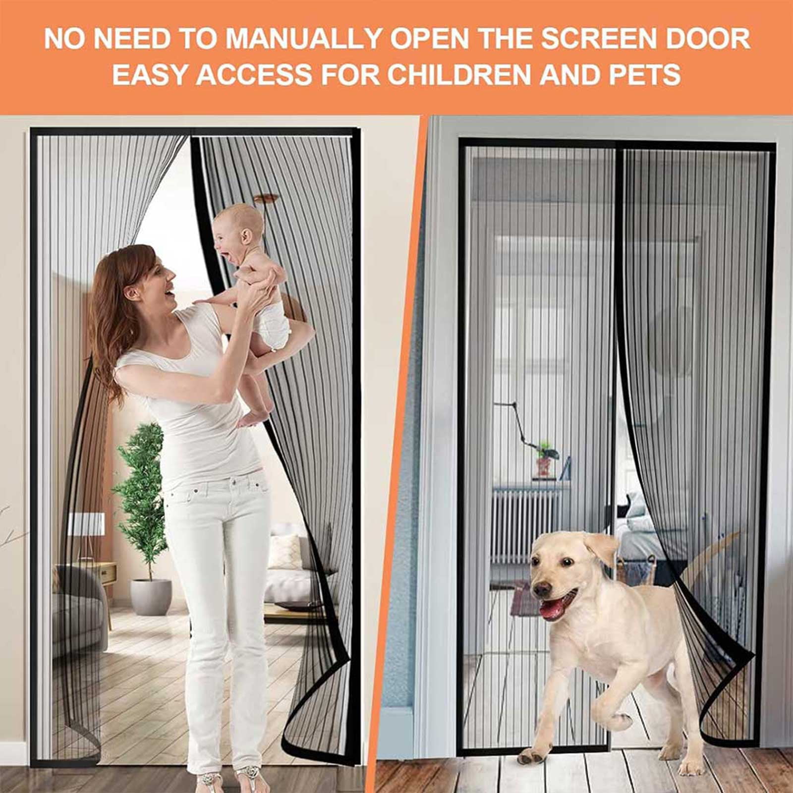 Magnetic Screen Door,Size 39"×82" ,Heavy Duty Door Screen Magnetic Closure Keep Bugs Out,Screen Door Mesh- Pet and Kid Friendly Fits,Free Double-sides Tape,White