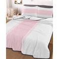 thumbnail image 3 of Quilts Twin-XL Size Bedding Set, Valentines Day, Lightweight Quilted Comforter, Minimalist Pink Stripes Solid Color Soft Reversible Bedspread Coverlet with Pillow Covers for All Season, 68" x 98", 3 of 7