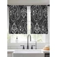 thumbnail image 2 of Black Pesley Flower Sheer Curtains 54 Inch Length 2 Panels for Living Room, Boho Vintage Ethnic Floral Plant Voile Kitchen Curtain Set, Luxury Privacy Drapes Window Treatment for Bedroom, 2 of 7