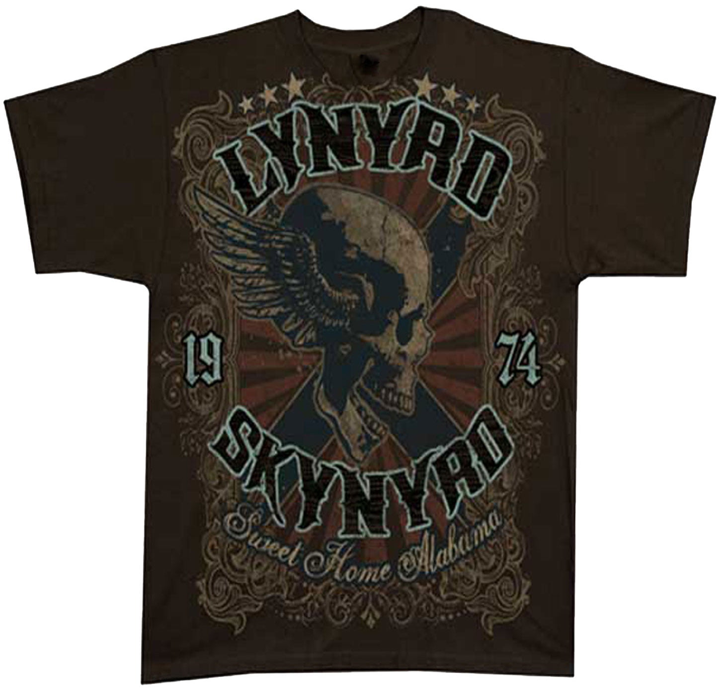 LYNYRD SKYNYRD T-Shirt Indian Skeleton Brand New S-5XL Tee Black