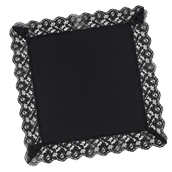 Luxurious Black Lace Embellished Handkerchief Soft Breathable Cotton For Women Sensitive Skin