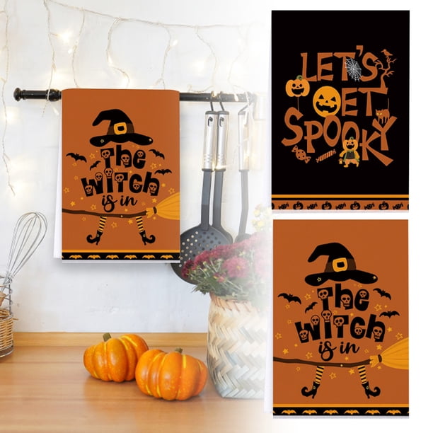 Paños De Cocina Absorbentes Con Temática De Halloween. Paños De Microfibra Para Lavar Y Secar.