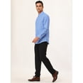 thumbnail image 4 of Camisa de vestir para hombre, manga larga, clásica, color sólido, ajustada, con botones Azul S, 4 of 6