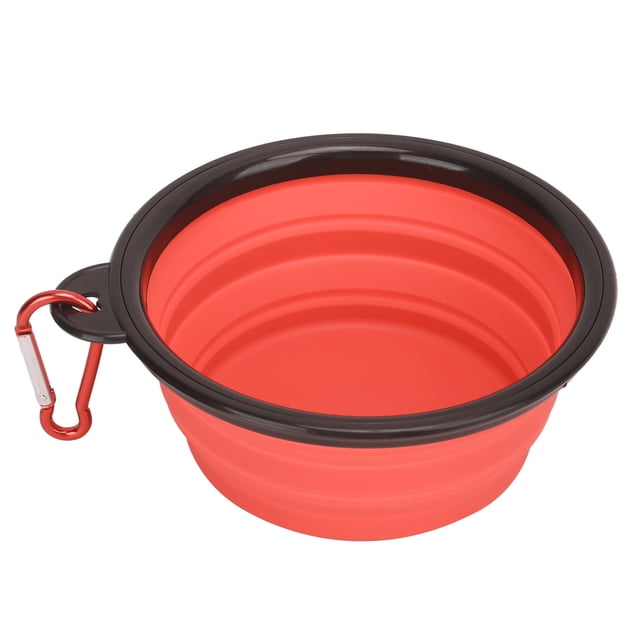 Comedero para perros portátil, fácil de limpiar, duradero, plegable, para viajes y paseos, color rojo