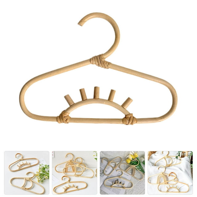 GARVALON Rattan Baby Hanger Natural Style Clothes Hanging for Home Use 1Set