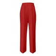 thumbnail image 6 of Resicozy High Waisted Straight Leg Suit Pants Women Business Casual Office Dress Trousers with Pockets Red M, 6 of 7