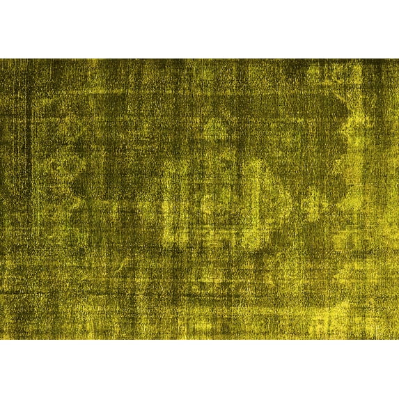 Ahgly Company Indoor Rectangle Oriental Yellow Industrial Area Rugs, 8' x 10'