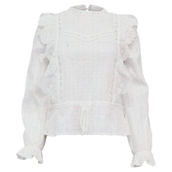 Pre-Owned Maje Laviane Victorian Lace Top in White Cotton