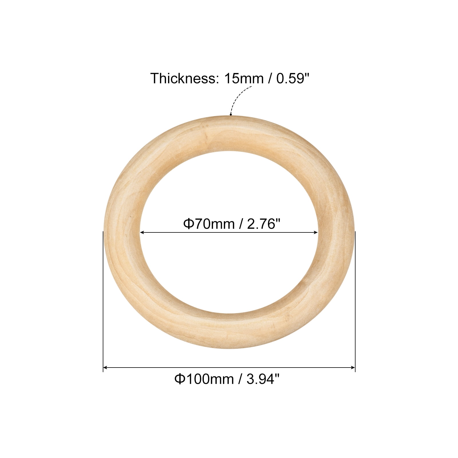 Uxcell 3Pcs 120mm (4.7-inch) Natural Wood Rings, 15mm Thick - Smooth Unfinished Craft Circles For DIY, Macrame, Jewelry & Plant Hangers