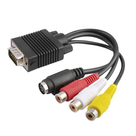 3 Pack VGA to S-Video 3 RCA Converter Cable Adapter Cable For PC (Best Vga To Rca Converter)