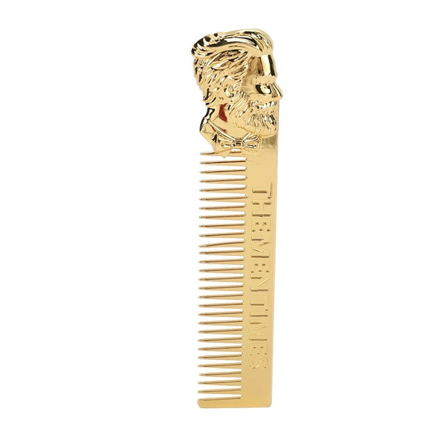 Beard Comb, Stylish Beard Styling Comb Three Dimensional Portrait Shape For Home For Office For Travel Gold