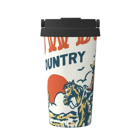

Pofeuu Cowboy Rising Horse Print Coffee Mug Iced Coffee Tumbler Cup Double Wall Vacuum Leak-Proof Thermos Mug CoffeeThermos Travel Mug