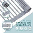 thumbnail image 5 of Roll Up Dish Drying Rack, Over The Sink Multipurpose Roll-Up Dish Racks, 16.5" W x 13" L Rolling Heat-Resistant Anti-Slip Silicone Coated Dish Drainer Portable Foldable for Kitchen Counter, 5 of 8