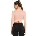 thumbnail image 2 of Long Sleeve Crop Tops for Women Tummy Cross Fitted Yoga Running Shirts Gym Workout Cropped Tank Tops, 2 of 5